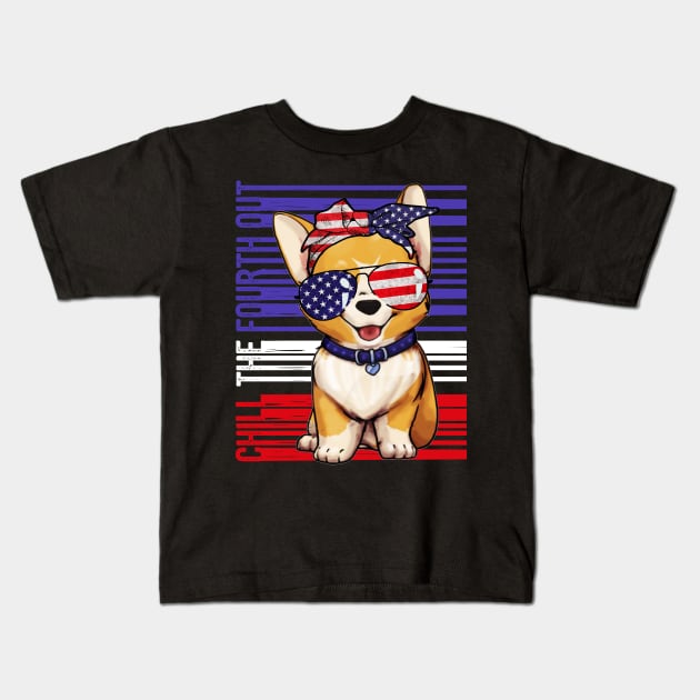 Corgi 4th of July Funny Dog Kids T-Shirt by Kaileymahoney